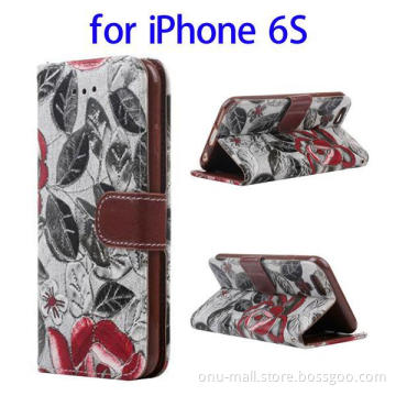 Factory directly hand strap flip leather wallet case cover for iPhone 6S